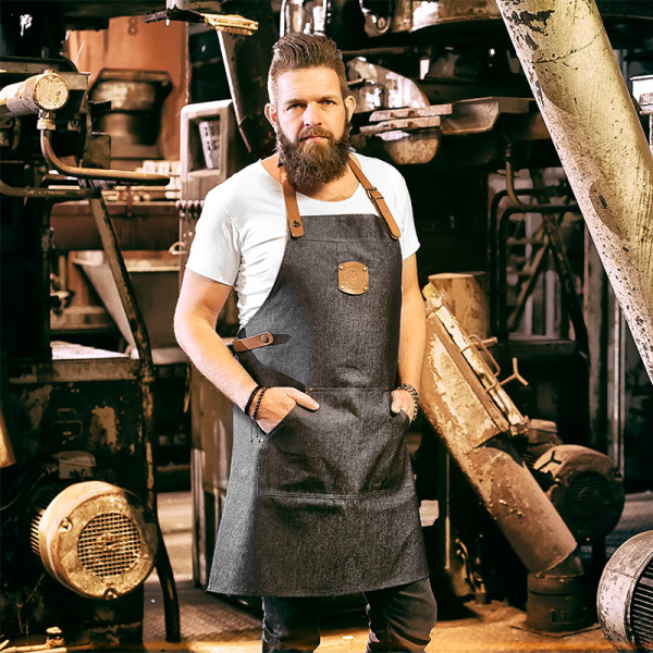 Schriks Leer-Denim-schort 3703